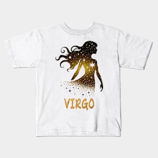 silhouette golden Virgo Zodiac Sign Astrology born August September october Birthday Virgo Zodiac Horoscope August September October Birthday Kids T-Shirt